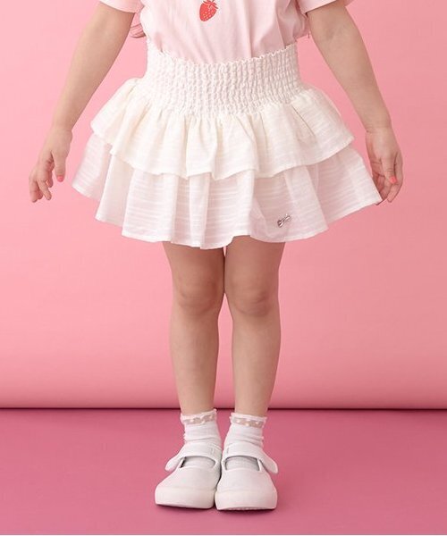 Lycee mine（リセマイン）の「シャーリングティアードスカート(インパン付き)（スカート・キッズ・オフホワイト/ラベンダー/ミント/ブラック・120cm/150cm/100cm/130cm/140cm/110cm）」の2枚目の写真