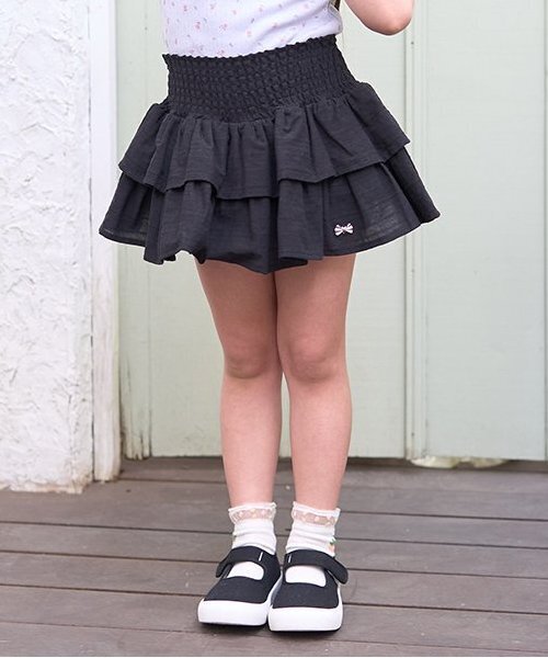 Lycee mine（リセマイン）の「シャーリングティアードスカート(インパン付き)（スカート・キッズ・オフホワイト/ラベンダー/ミント/ブラック・120cm/150cm/100cm/130cm/140cm/110cm）」の3枚目の写真