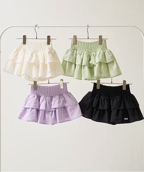 Lycee mine（リセマイン）の「シャーリングティアードスカート(インパン付き)（スカート・キッズ・オフホワイト/ラベンダー/ミント/ブラック・120cm/150cm/100cm/130cm/140cm/110cm）」の20枚目の写真