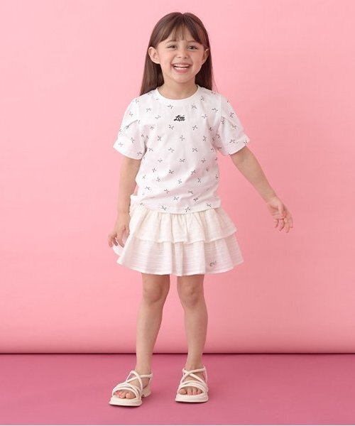 Lycee mine（リセマイン）の「シャーリングティアードスカート(インパン付き)【子供服】【キッズ】【女の子】（スカート・キッズ・オフホワイト/ラベンダー/ミント/ブラック・120cm/150cm/100cm/130cm/140cm/110cm）」の16枚目の写真