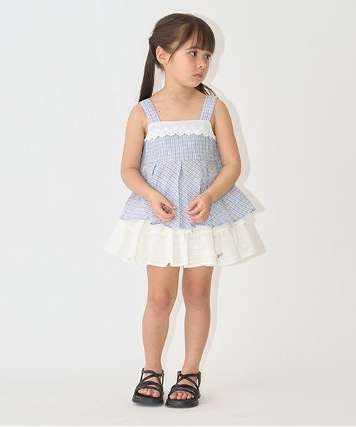 Lycee mine（リセマイン）の「シャーリングティアードスカート(インパン付き)【子供服】【キッズ】【女の子】（スカート・キッズ・オフホワイト/ラベンダー/ミント/ブラック・120cm/150cm/100cm/130cm/140cm/110cm）」の17枚目の写真