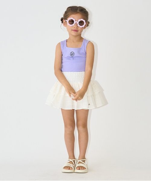 Lycee mine（リセマイン）の「シャーリングティアードスカート(インパン付き)【子供服】【キッズ】【女の子】（スカート・キッズ・オフホワイト/ラベンダー/ミント/ブラック・120cm/150cm/100cm/130cm/140cm/110cm）」の18枚目の写真
