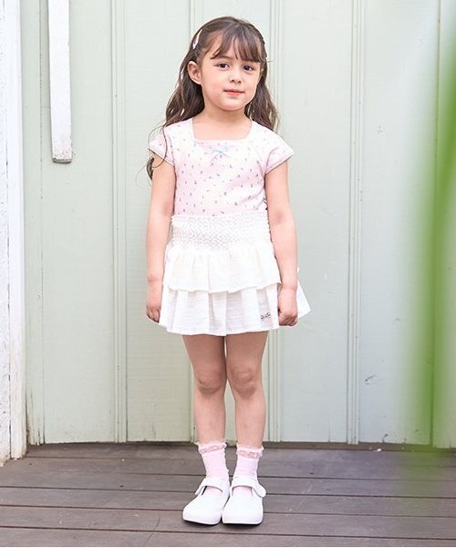Lycee mine（リセマイン）の「シャーリングティアードスカート(インパン付き)【子供服】【キッズ】【女の子】（スカート・キッズ・オフホワイト/ラベンダー/ミント/ブラック・120cm/150cm/100cm/130cm/140cm/110cm）」の19枚目の写真