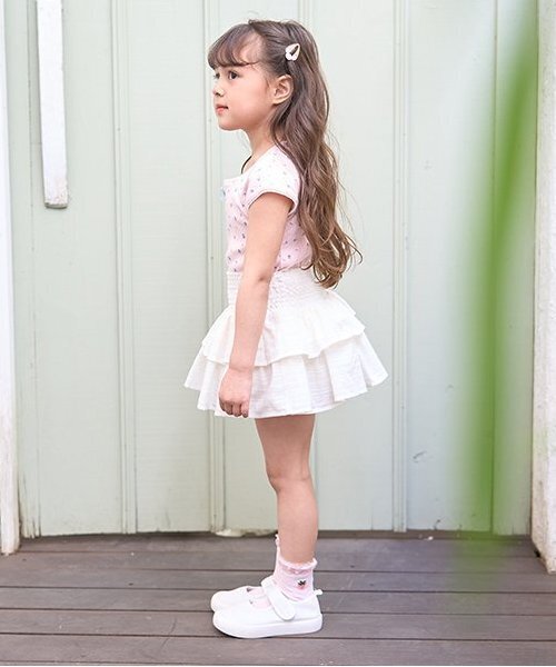 Lycee mine（リセマイン）の「シャーリングティアードスカート(インパン付き)【子供服】【キッズ】【女の子】（スカート・キッズ・オフホワイト/ラベンダー/ミント/ブラック・120cm/150cm/100cm/130cm/140cm/110cm）」の20枚目の写真