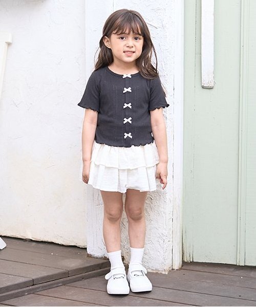 Lycee mine（リセマイン）の「シャーリングティアードスカート(インパン付き)【子供服】【キッズ】【女の子】（スカート・キッズ・オフホワイト/ラベンダー/ミント/ブラック・120cm/150cm/100cm/130cm/140cm/110cm）」の21枚目の写真