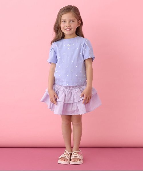 Lycee mine（リセマイン）の「シャーリングティアードスカート(インパン付き)【子供服】【キッズ】【女の子】（スカート・キッズ・オフホワイト/ラベンダー/ミント/ブラック・120cm/150cm/100cm/130cm/140cm/110cm）」の22枚目の写真