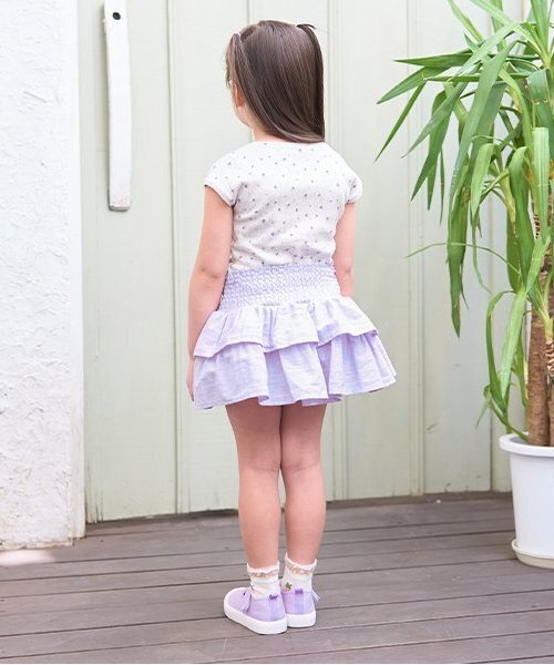Lycee mine（リセマイン）の「シャーリングティアードスカート(インパン付き)（スカート・キッズ・オフホワイト/ラベンダー/ミント/ブラック・120cm/150cm/100cm/130cm/140cm/110cm）」の6枚目の写真