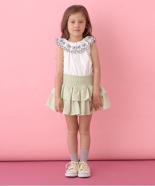 Lycee mine（リセマイン）の「シャーリングティアードスカート(インパン付き)（スカート・キッズ・オフホワイト/ラベンダー/ミント/ブラック・120cm/150cm/100cm/130cm/140cm/110cm）」の7枚目の写真