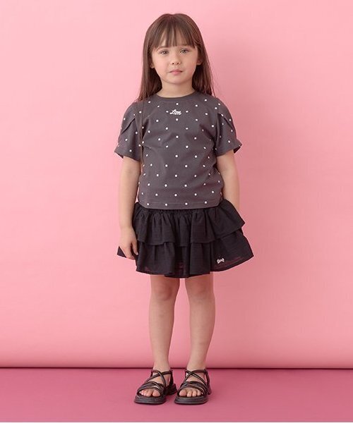 Lycee mine（リセマイン）の「シャーリングティアードスカート(インパン付き)（スカート・キッズ・オフホワイト/ラベンダー/ミント/ブラック・120cm/150cm/100cm/130cm/140cm/110cm）」の9枚目の写真