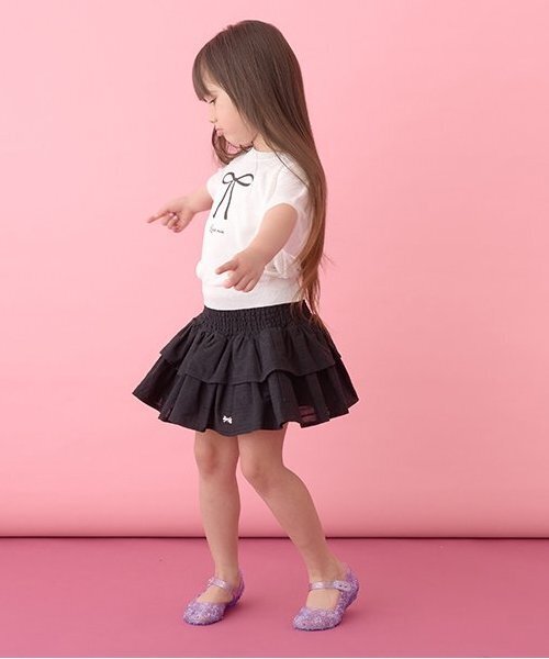 Lycee mine（リセマイン）の「シャーリングティアードスカート(インパン付き)（スカート・キッズ・オフホワイト/ラベンダー/ミント/ブラック・120cm/150cm/100cm/130cm/140cm/110cm）」の10枚目の写真