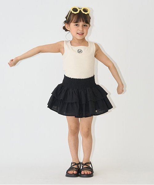 Lycee mine（リセマイン）の「シャーリングティアードスカート(インパン付き)（スカート・キッズ・オフホワイト/ラベンダー/ミント/ブラック・120cm/150cm/100cm/130cm/140cm/110cm）」の11枚目の写真