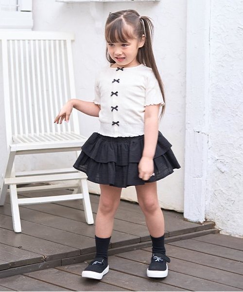 Lycee mine（リセマイン）の「シャーリングティアードスカート(インパン付き)（スカート・キッズ・オフホワイト/ラベンダー/ミント/ブラック・120cm/150cm/100cm/130cm/140cm/110cm）」の14枚目の写真