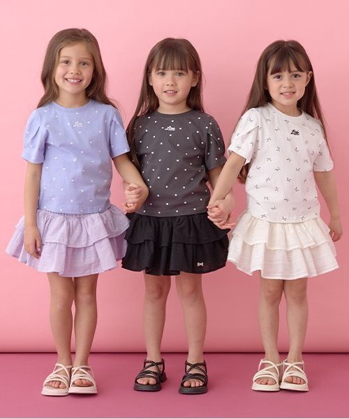 Lycee mine（リセマイン）の「シャーリングティアードスカート(インパン付き)（スカート・キッズ・オフホワイト/ラベンダー/ミント/ブラック・120cm/150cm/100cm/130cm/140cm/110cm）」の15枚目の写真
