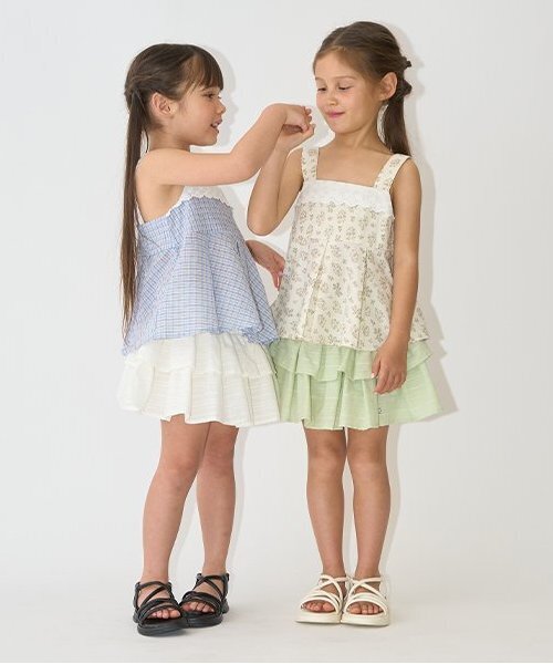 Lycee mine（リセマイン）の「シャーリングティアードスカート(インパン付き)（スカート・キッズ・オフホワイト/ラベンダー/ミント/ブラック・120cm/150cm/100cm/130cm/140cm/110cm）」の17枚目の写真