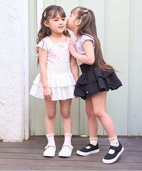 Lycee mine（リセマイン）の「シャーリングティアードスカート(インパン付き)（スカート・キッズ・オフホワイト/ラベンダー/ミント/ブラック・120cm/150cm/100cm/130cm/140cm/110cm）」の18枚目の写真