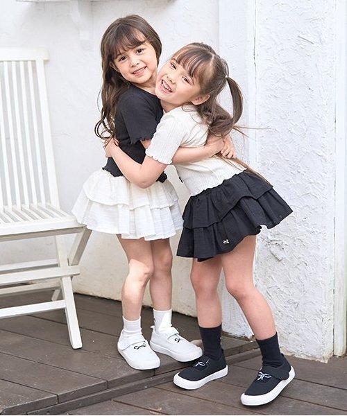 Lycee mine（リセマイン）の「シャーリングティアードスカート(インパン付き)（スカート・キッズ・オフホワイト/ラベンダー/ミント/ブラック・120cm/150cm/100cm/130cm/140cm/110cm）」の19枚目の写真
