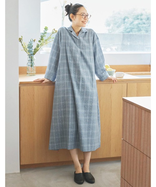 and myera(アンド マイラ)の「and myera 青いグレンチェックワンピース(ワンピース・レディース・ライトブルー・L/M/LL/S)」の7枚目の写真