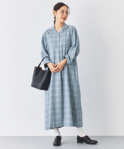 and myera(アンド マイラ)の「and myera 青いグレンチェックワンピース(ワンピース・レディース・ライトブルー・L/M/LL/S)」の8枚目の写真