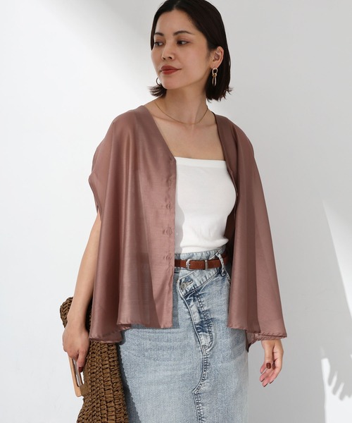 Floran（フローラン）の「サマーシアーブラウス（シャツ/ブラウス・レディース・ミント/オフホワイト/ブラウン/ベージュ・MEDIUM）」の2枚目の写真