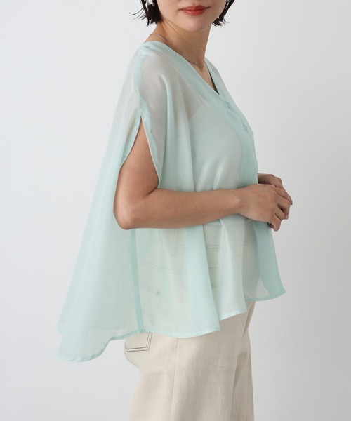 Floran（フローラン）の「サマーシアーブラウス（シャツ/ブラウス・レディース・ミント/オフホワイト/ブラウン/ベージュ・MEDIUM）」の12枚目の写真