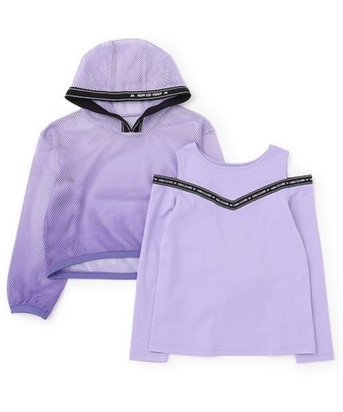 セール】短丈グラデーションメッシュパーカ＋長袖Tシャツ（T