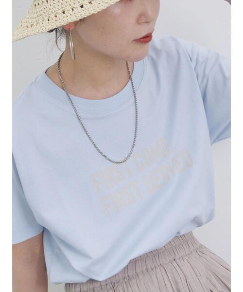 Samansa Mos2 blue（サマンサモスモスブルー）の「プリントTシャツ（Tシャツ/カットソー・レディース・チャコールグレー/サックスブルー/オフホワイト/シルバーグレー/ラベンダー・F）」の4枚目の写真