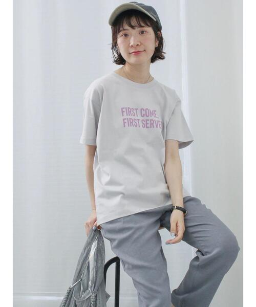 Samansa Mos2 blue（サマンサモスモスブルー）の「プリントTシャツ（Tシャツ/カットソー・レディース・チャコールグレー/サックスブルー/オフホワイト/シルバーグレー/ラベンダー・F）」の3枚目の写真