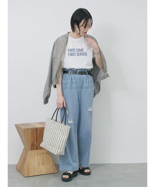 Samansa Mos2 blue（サマンサモスモスブルー）の「プリントTシャツ（Tシャツ/カットソー・レディース・チャコールグレー/サックスブルー/オフホワイト/シルバーグレー/ラベンダー・F）」の11枚目の写真
