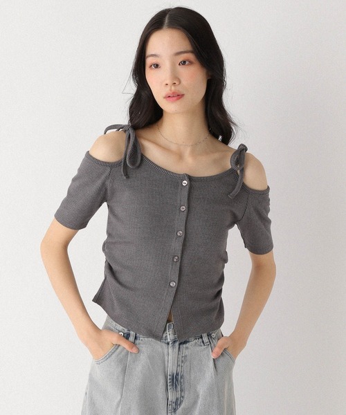 Heather（ヘザー）の「リボンオフショルカットTEE　452631（Tシャツ/カットソー・レディース・ピンクベージュ/グレー/チャコールグレー・FREE）」の11枚目の写真