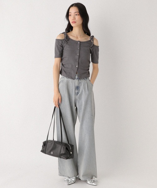 Heather（ヘザー）の「リボンオフショルカットTEE　452631（Tシャツ/カットソー・レディース・ピンクベージュ/グレー/チャコールグレー・FREE）」の14枚目の写真