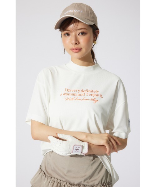 RIENDA GOLF(リエンダゴルフ)の「【RIENDA GOLF】ロゴプリントルーズTシャツ 半袖 夏服(Tシャツ/カットソー・レディース・ブラック/ピンク/ホワイト・FREE)」の4枚目の写真