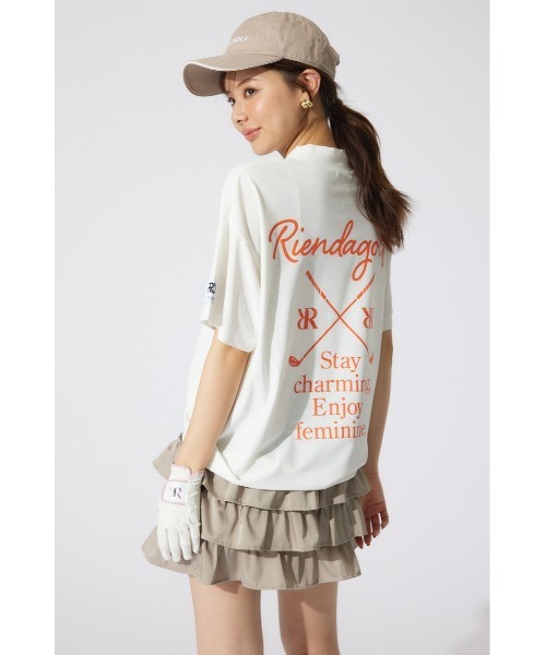 RIENDA GOLF(リエンダゴルフ)の「【RIENDA GOLF】ロゴプリントルーズTシャツ 半袖 夏服(Tシャツ/カットソー・レディース・ブラック/ピンク/ホワイト・FREE)」の7枚目の写真