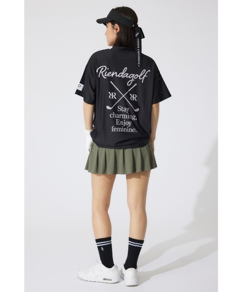 tシャツ 「RIENDA GOLF」ロゴプリントルーズTシャツ 半袖 夏服 レディース RIENDA GOLF tシャツ 「RIENDA GOLF」ロゴプリントルーズTシャツ