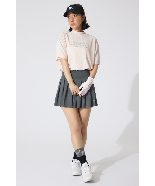 tシャツ 「RIENDA GOLF」ロゴプリントルーズTシャツ 半袖 夏服 レディース RIENDA GOLF tシャツ 「RIENDA GOLF」ロゴプリントルーズTシャツ