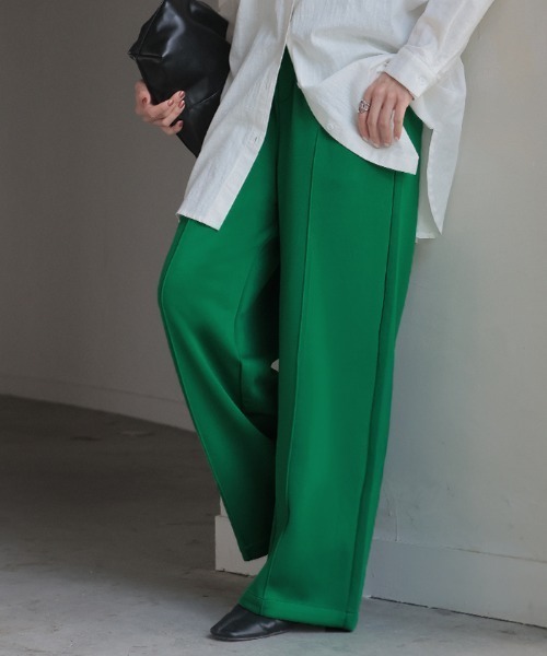 HUG.U（ハグユー）の「楽してキレイ。 ポンチスラックス（スラックス・レディース・ライトベージュ/ブラック/ダークグレー/オレンジ/イエロー/グリーン/ブルー・L(レギュラー丈)/M(レギュラー丈)/L(トール丈)/M(トール丈)）」の5枚目の写真