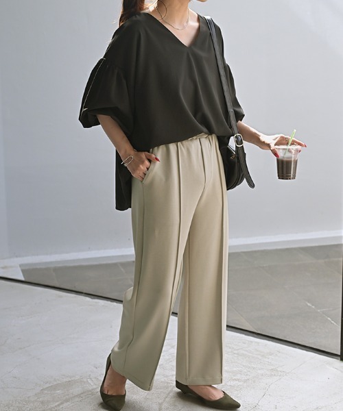 HUG.U（ハグユー）の「楽してキレイ。 ポンチスラックス（スラックス・レディース・ライトベージュ/ブラック/ダークグレー/オレンジ/イエロー/グリーン/ブルー・L(レギュラー丈)/M(レギュラー丈)/L(トール丈)/M(トール丈)）」の17枚目の写真