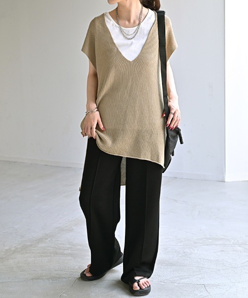 HUG.U（ハグユー）の「楽してキレイ。 ポンチスラックス（スラックス・レディース・ライトベージュ/ブラック/ダークグレー/オレンジ/イエロー/グリーン/ブルー・L(レギュラー丈)/M(レギュラー丈)/L(トール丈)/M(トール丈)）」の8枚目の写真