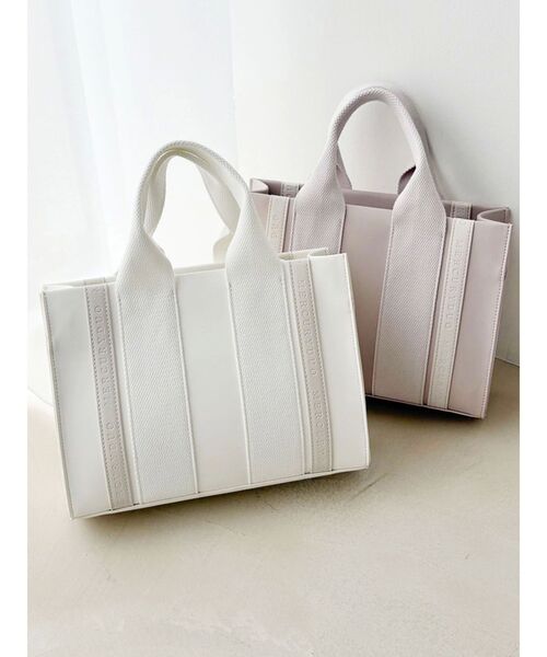 MERCURYDUO（マーキュリーデュオ）の「フェイクレザーロゴミニトートバッグ（トートバッグ・レディース・ホワイト/ベビーピンク・FREE）」の5枚目の写真