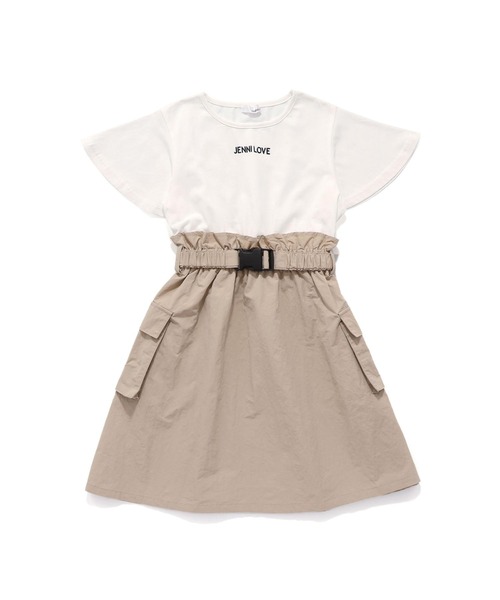JENNI love（ジェニィラブ）の「【リバイバルアイテム】【コットン100％】ベルト付シャカシャカドッキングワンピ（ワンピース・キッズ・ベージュ/ブラック/グレー・140cm/130cm/160cm/150cm）」の22枚目の写真