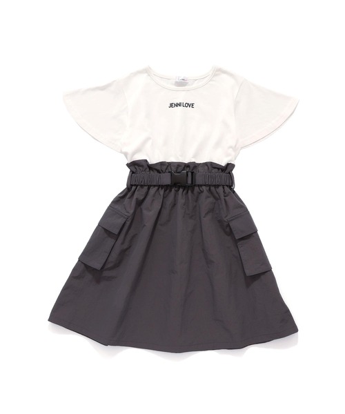 JENNI love（ジェニィラブ）の「【リバイバルアイテム】【コットン100％】ベルト付シャカシャカドッキングワンピ（ワンピース・キッズ・ベージュ/ブラック/グレー・140cm/130cm/160cm/150cm）」の20枚目の写真