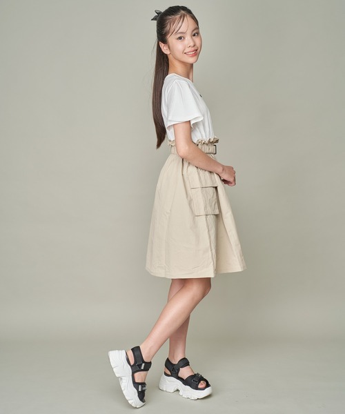 JENNI love（ジェニィラブ）の「【リバイバルアイテム】【コットン100％】ベルト付シャカシャカドッキングワンピ（ワンピース・キッズ・ベージュ/ブラック/グレー・140cm/130cm/160cm/150cm）」の5枚目の写真