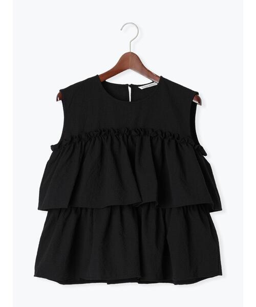 Te chichi TERRASSE（テチチテラス）の「サッカーティアードブラウス（シャツ/ブラウス・レディース・サックスブルー/ブラック/オフホワイト・F）」の2枚目の写真