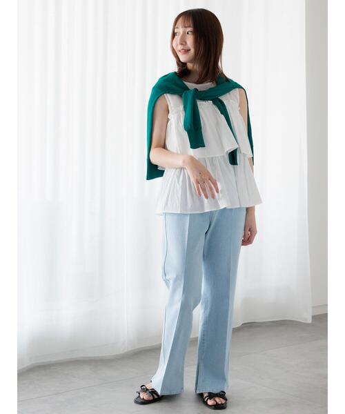 Te chichi TERRASSE（テチチテラス）の「サッカーティアードブラウス（シャツ/ブラウス・レディース・サックスブルー/ブラック/オフホワイト・F）」の13枚目の写真