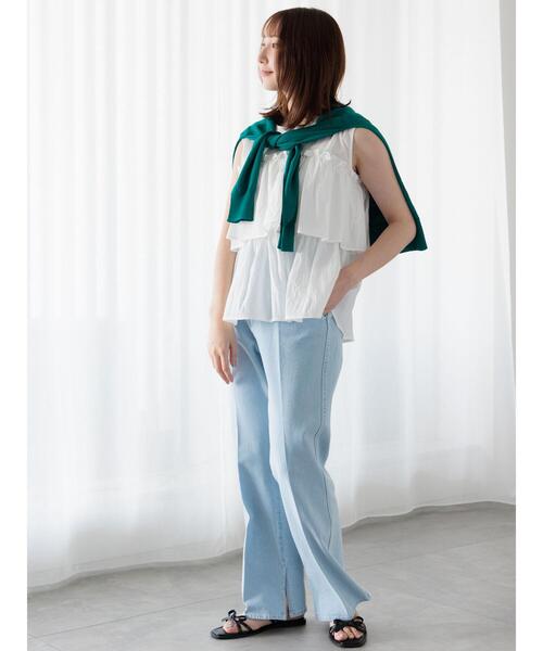 Te chichi TERRASSE（テチチテラス）の「サッカーティアードブラウス（シャツ/ブラウス・レディース・サックスブルー/ブラック/オフホワイト・F）」の4枚目の写真