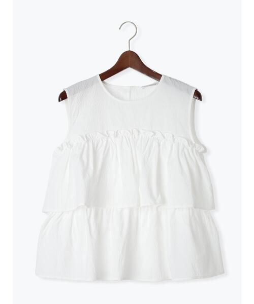 Te chichi TERRASSE（テチチテラス）の「サッカーティアードブラウス（シャツ/ブラウス・レディース・サックスブルー/ブラック/オフホワイト・F）」の6枚目の写真