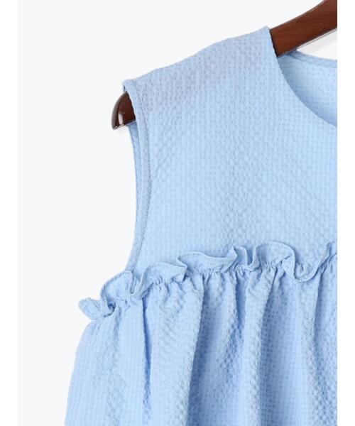 Te chichi TERRASSE（テチチテラス）の「サッカーティアードブラウス（シャツ/ブラウス・レディース・サックスブルー/ブラック/オフホワイト・F）」の9枚目の写真