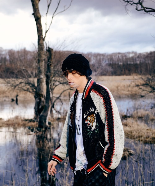 glamb（グラム）の「Knit Ska Jumper / ニットスカジャンパー（スカジャン・メンズ・ブルー/ブラック・S/M/L）」の19枚目の写真