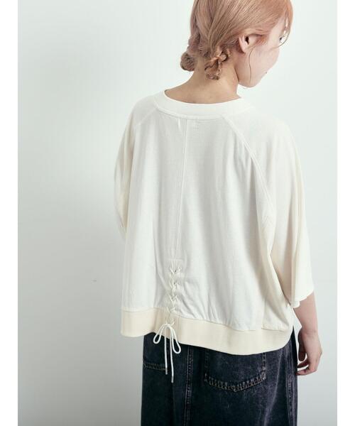 SM2（エスエムツー）の「バックリボンレースアップTシャツ（Tシャツ/カットソー・レディース・オフホワイト/ブルー/チャコールグレー/グレー・F）」の10枚目の写真