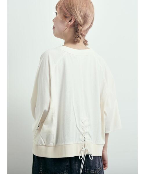 SM2（エスエムツー）の「バックリボンレースアップTシャツ（Tシャツ/カットソー・レディース・オフホワイト/ブルー/チャコールグレー/グレー・F）」の11枚目の写真