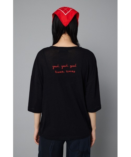 Tシャツ・カットソー [NICEGHOSTCLUB]DEDEDEDE EXPRESSION BIGBIG TEE_BLACK(NG2EFU NKFG Cotton Embroidery Big T-Shirt (TG) Black 25-05-27_20_29